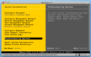 VMware ESXi 4.1 Troubleshooting Options