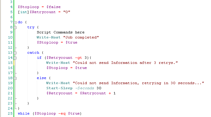 Powershell retry loop