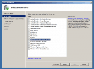 Install Role Network policy and Access Services