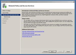 Install Role Network policy and Access Services