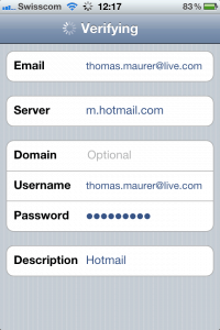 iPhone Mail Accounts Hotmail Exchange