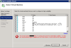 Windows Server 2008 R2 Make Virtual Machine Highly Available