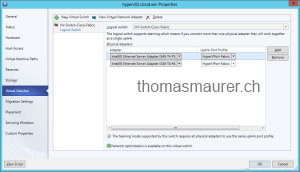 SCVMM Logical Switch Hyper-V Host Teaming