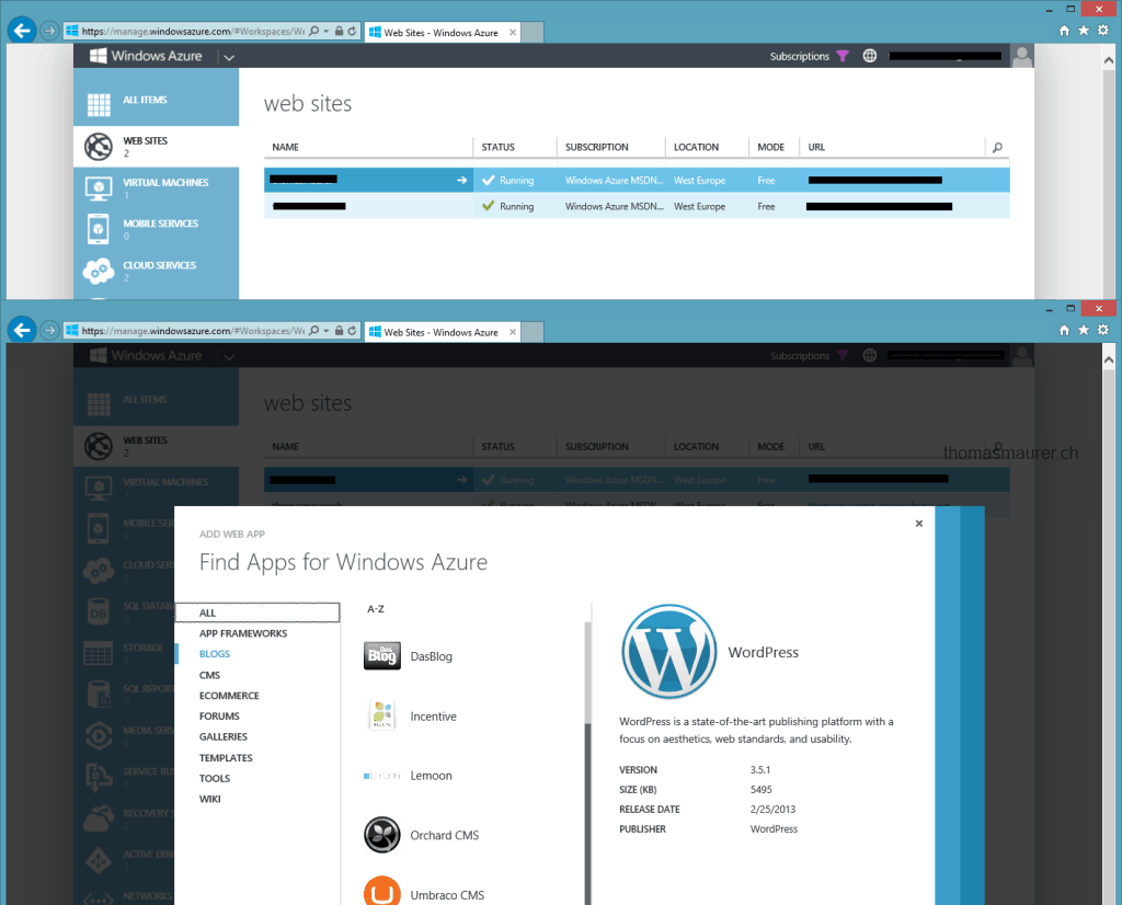 Windows Azure Website WordPress