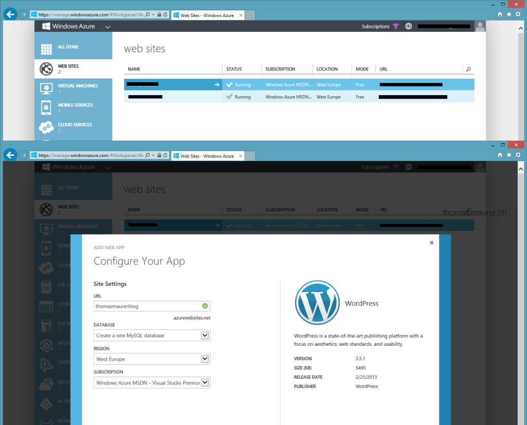 Windows Azure Website WordPress configuration