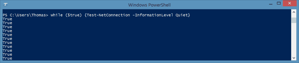 Ping -t with PowerShell