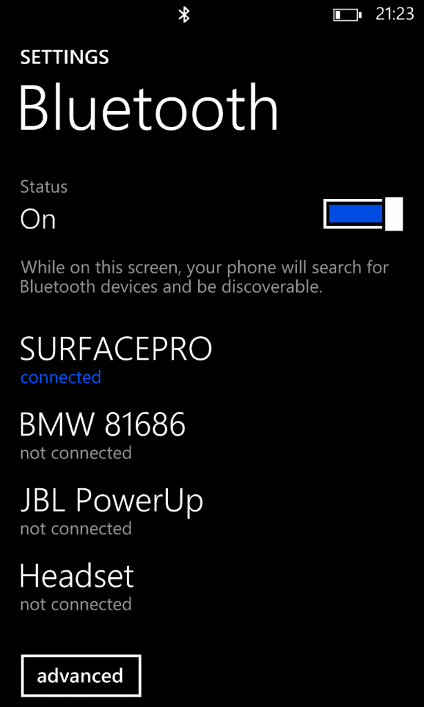 Windows Phone 8 and Surface Bluetooth pairing
