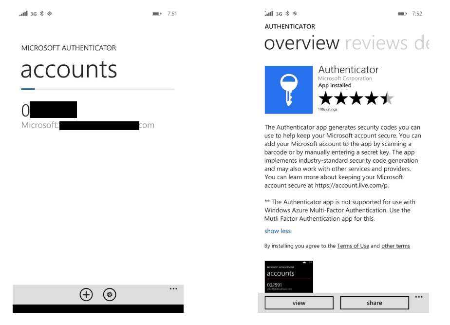 Microsoft Account Authenticator App