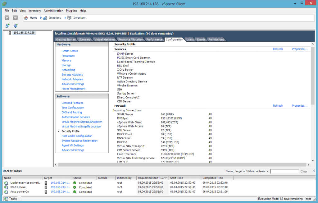 VMware ESXi 6.0 Security Profile