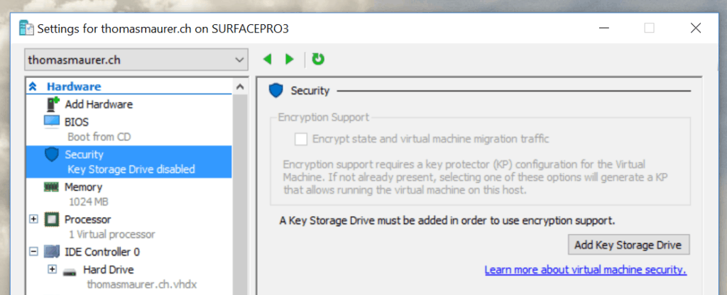 Hyper-V Key Storage Drive