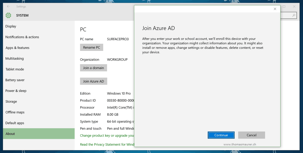 Windows 10 Azure AD Join
