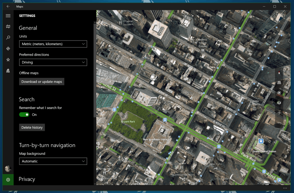 Windows 10 Maps App