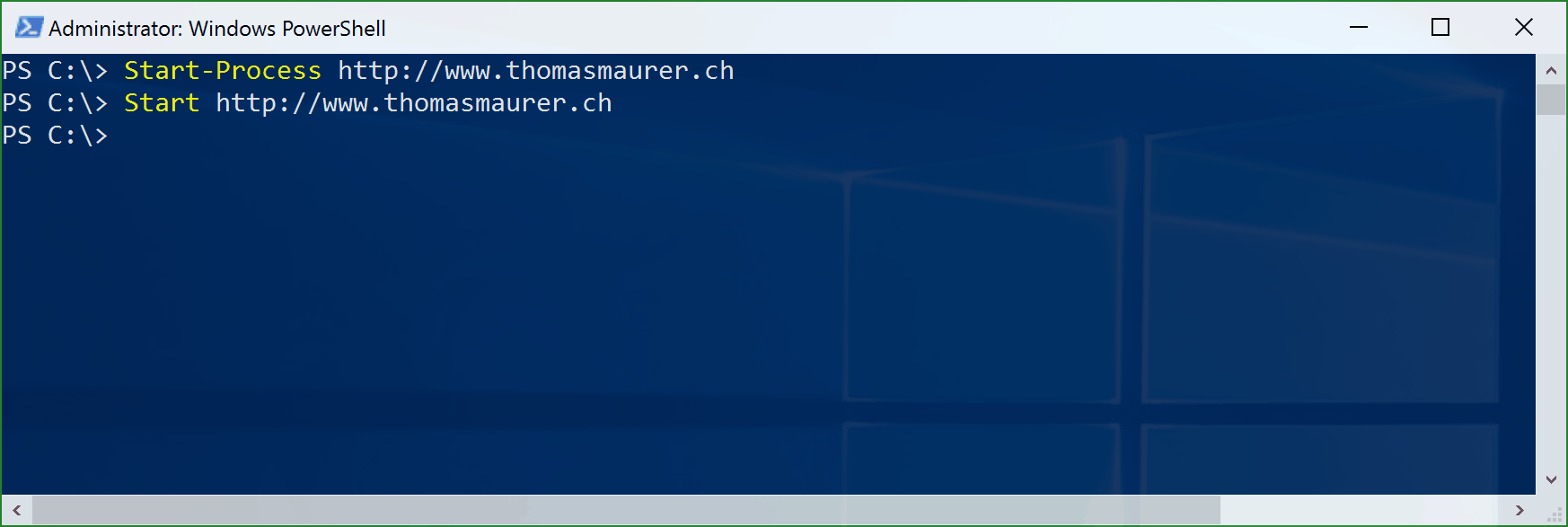 Open website from PowerShell