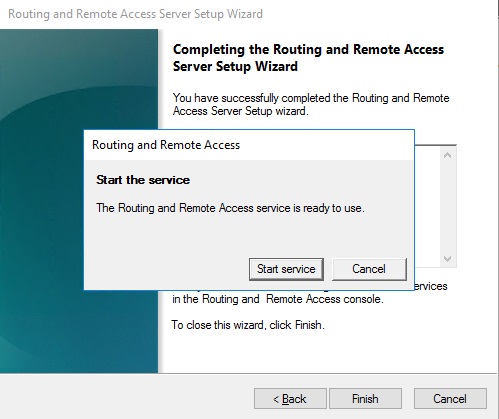 Start the service Routing and Remote Access