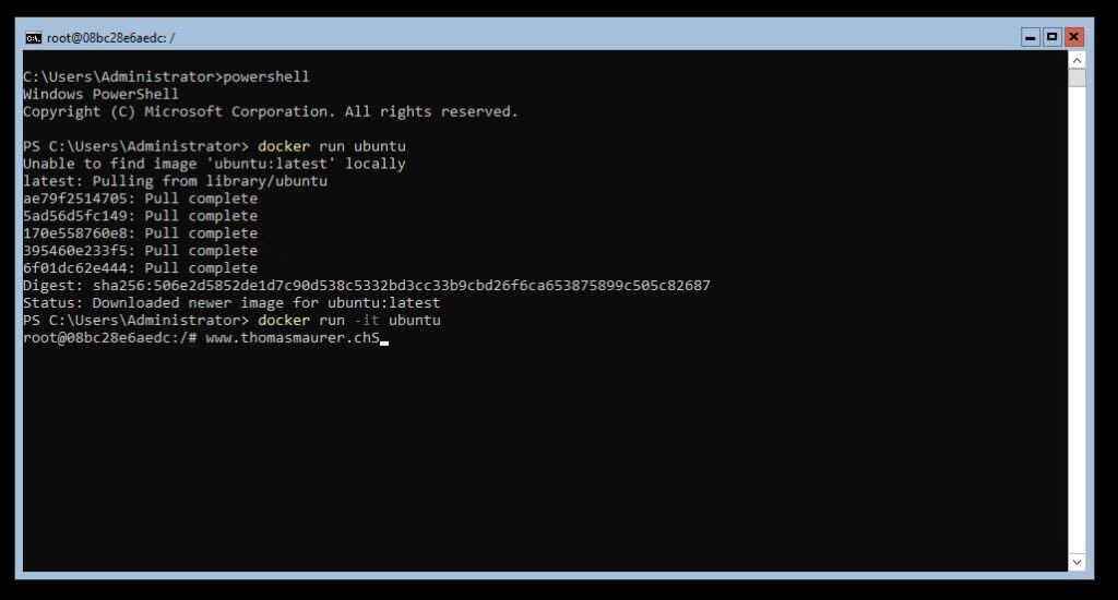 Docker Ubuntu Container on Windows Server