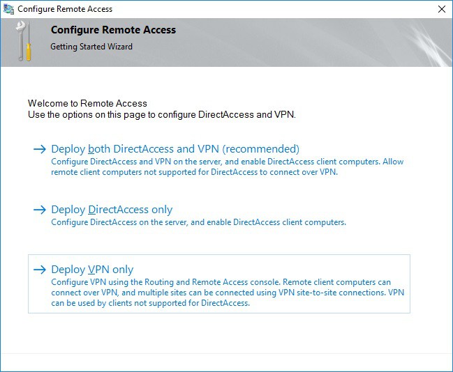 Configure Remote Access DirectAccess and VPN