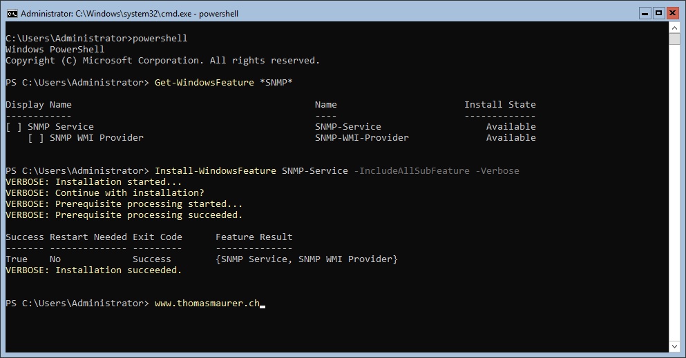 Install SNMP Feature on Windows Server Core