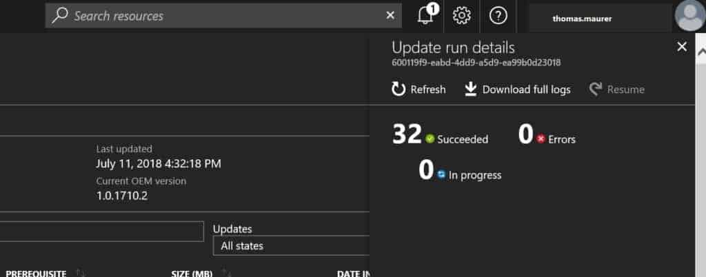 Azure Stack Update Details and Logs