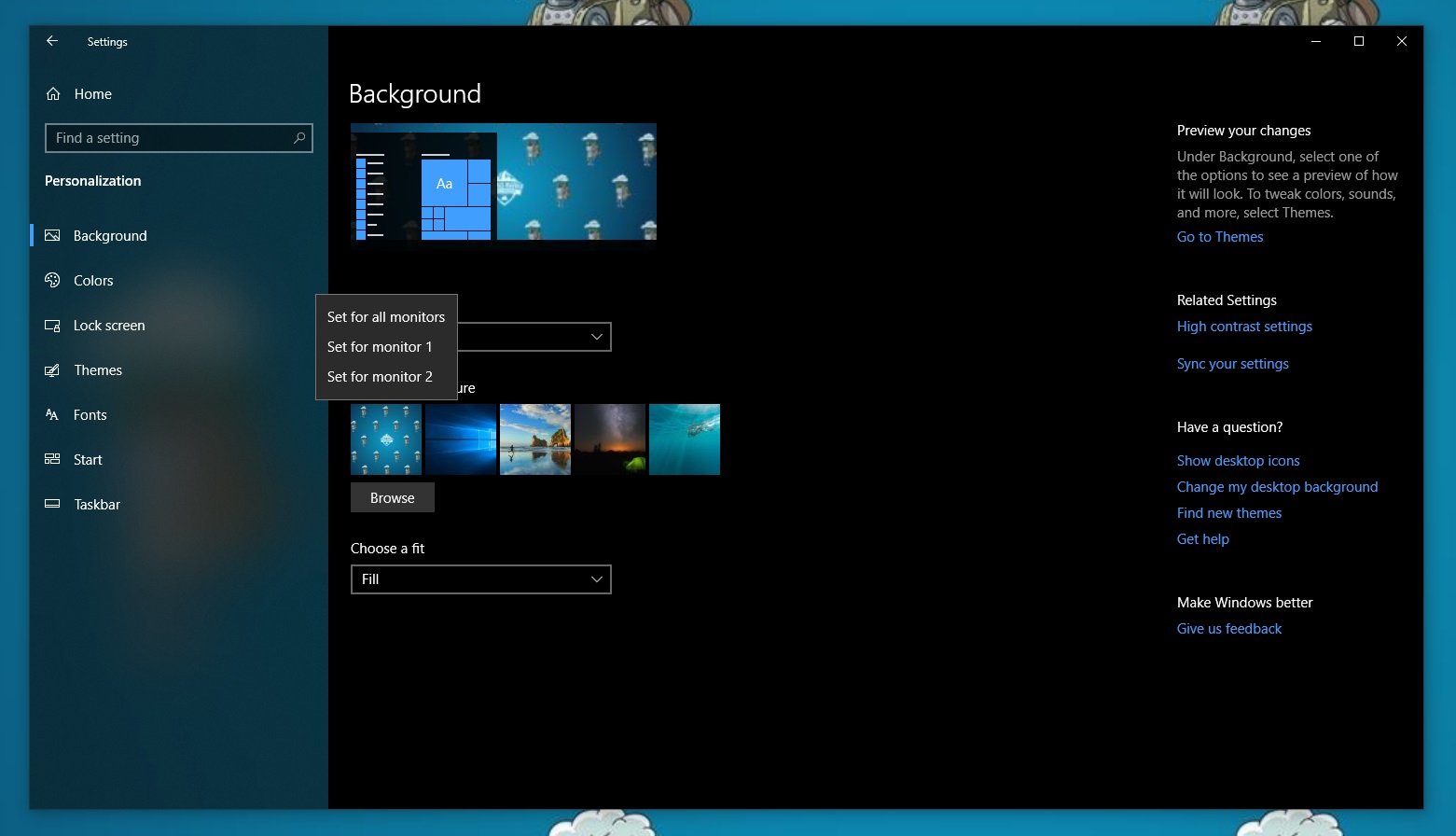 Windows 10 - How to set different wallpapers for multiple monitors in the  Settings app - Thomas Maurer
