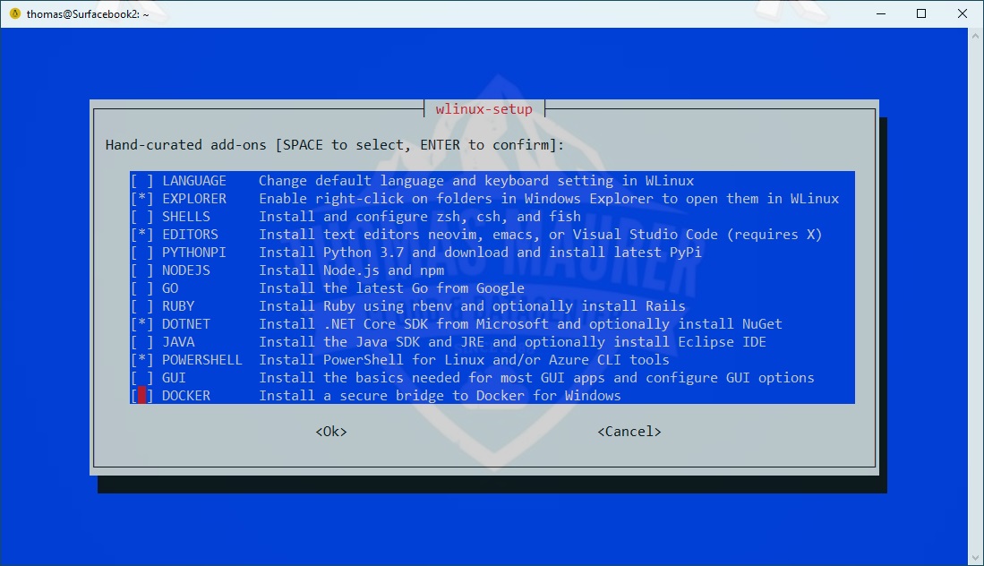WLinux WSL Setup Wizard for Windows 10