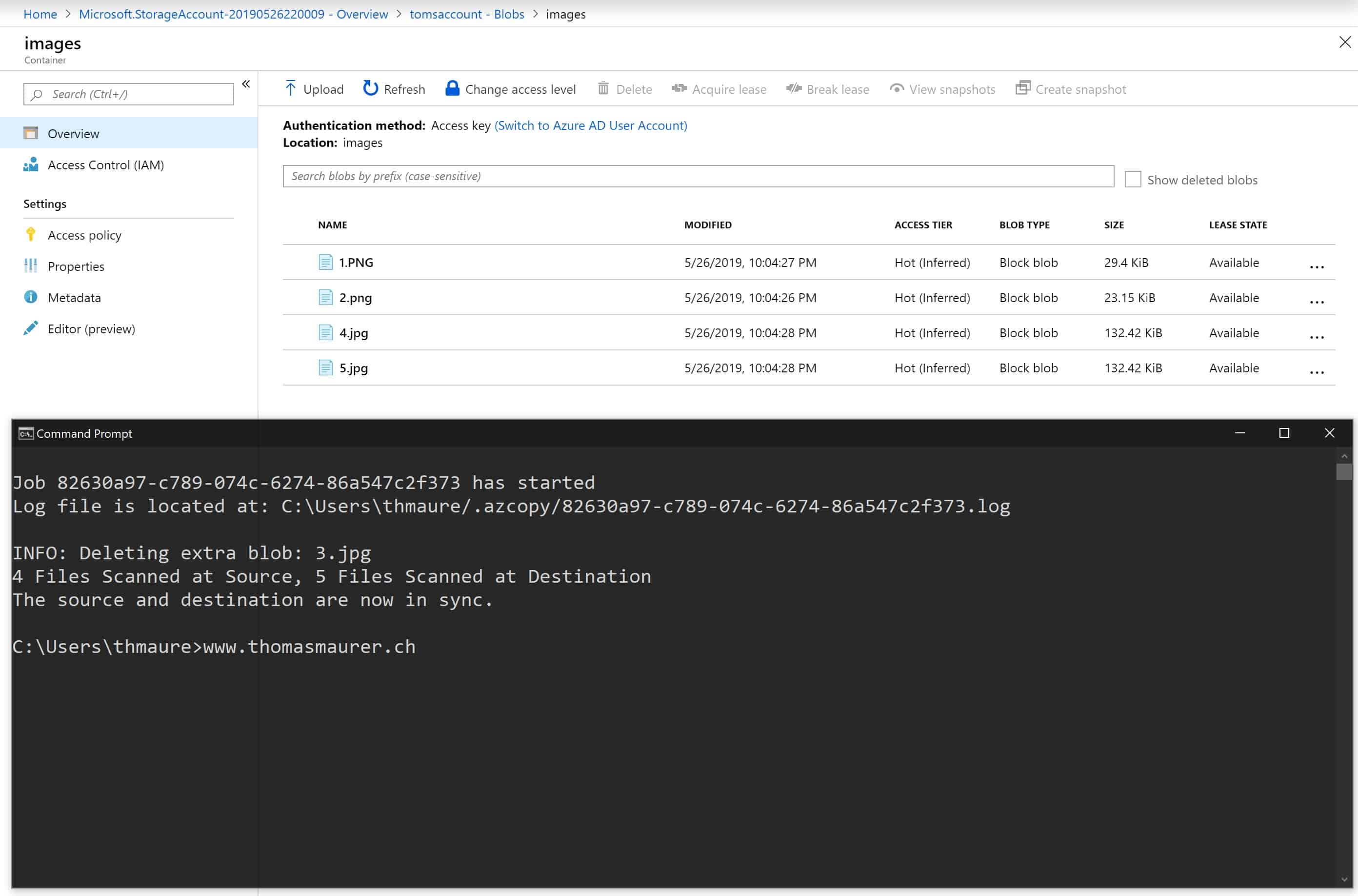 Synchronize Folder with Azure Blob Storage using AzCopy