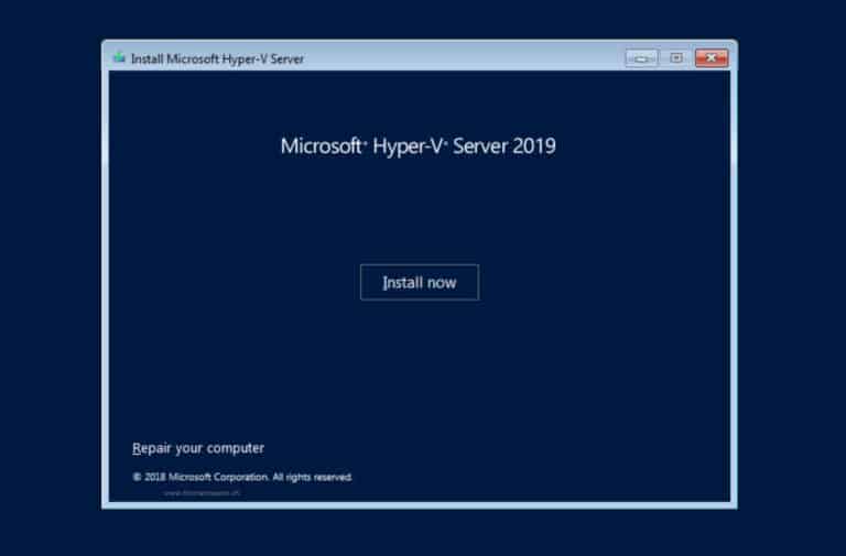 Hyper-V Server 2019 Install now