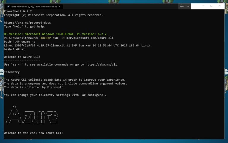 Run Azure CLI Docker Container on Windows 10