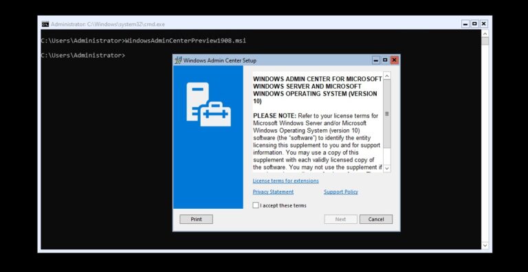 Install Windows Admin Center on Windows Server Core