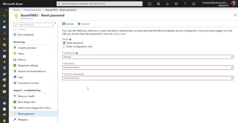 Reset Administrator Password of an Azure VM