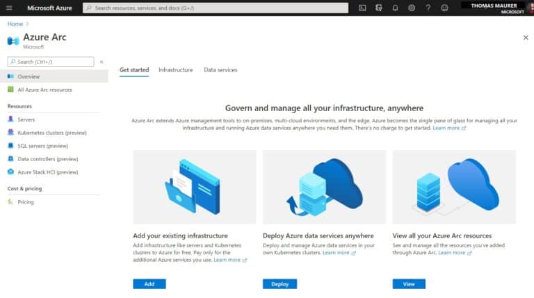 Azure Arc Center - Azure Portal