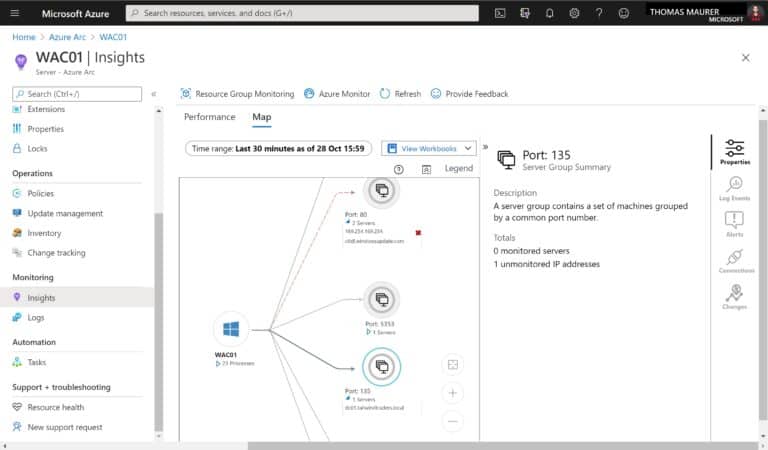 Azure Arc Enabled Server Monitoring and Insights Dependency Map