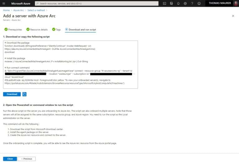 Azure Arc Onboarding Script