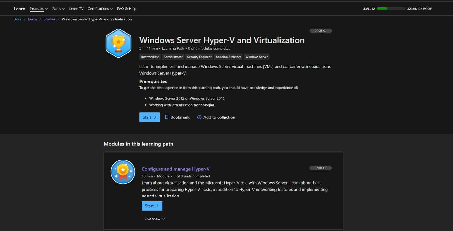 Microsoft Learn Windows Server Hyper-V and Virtualization