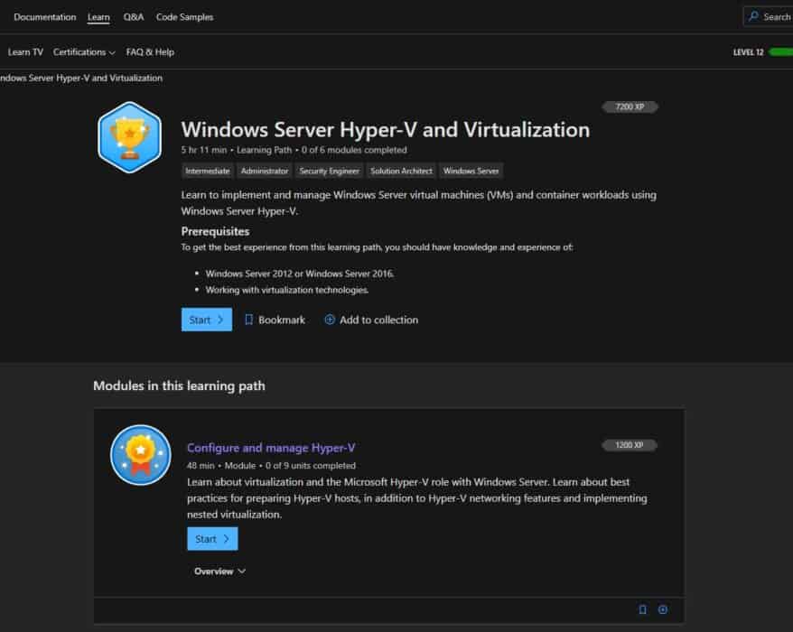 Microsoft Learn Windows Server Hyper-V and Virtualization
