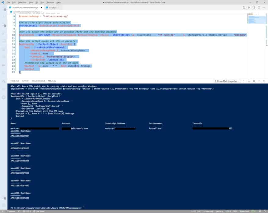 How to run PowerShell scripts against multiple Azure VMs in parallel by using Run Command