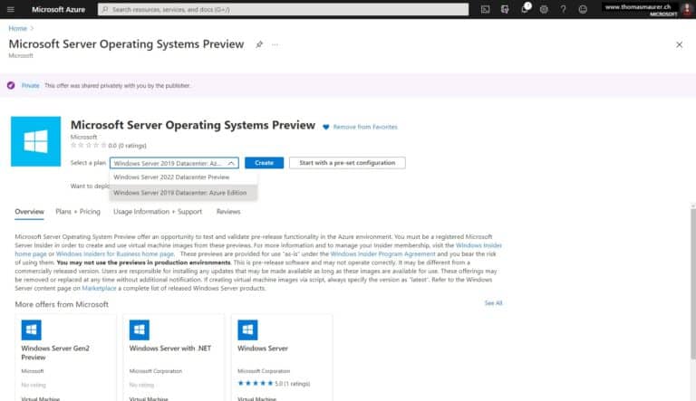 Select Windows Server 2019 Datacenter Azure Edition