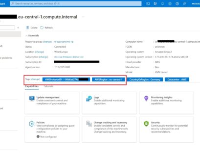 Azure Arc enabled Server AWS Linux machine with automatic tags