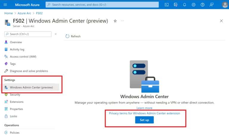 Enable Windows Admin Center in the Azure Portal for Azure Arc-enabled servers