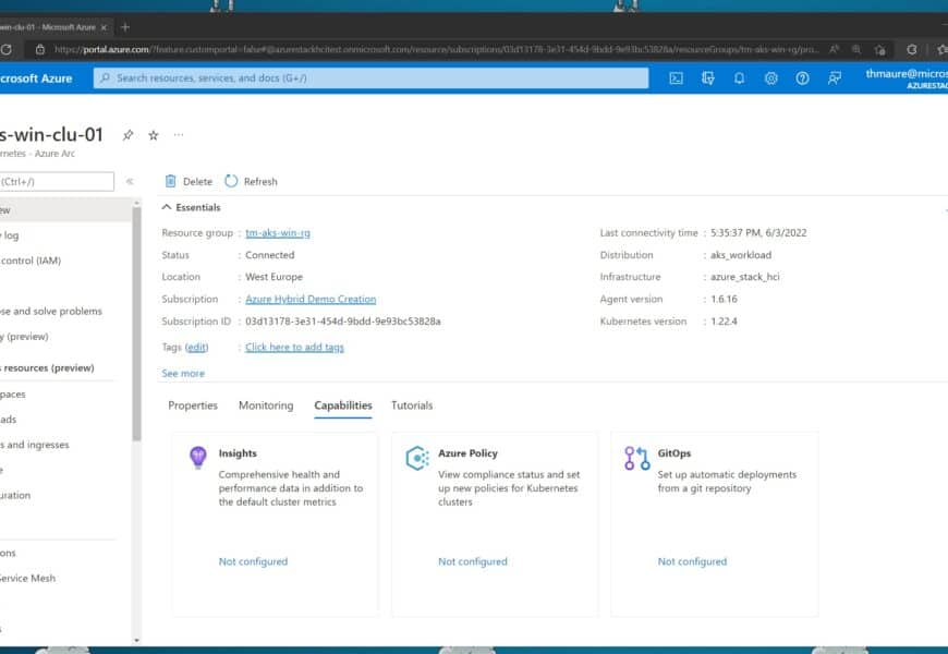Manage your AKS on Windows Server cluster from the Azure Portal using Azure Arc