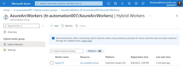 Azure Automation hybrid Workers with Azure Arc-enabled server
