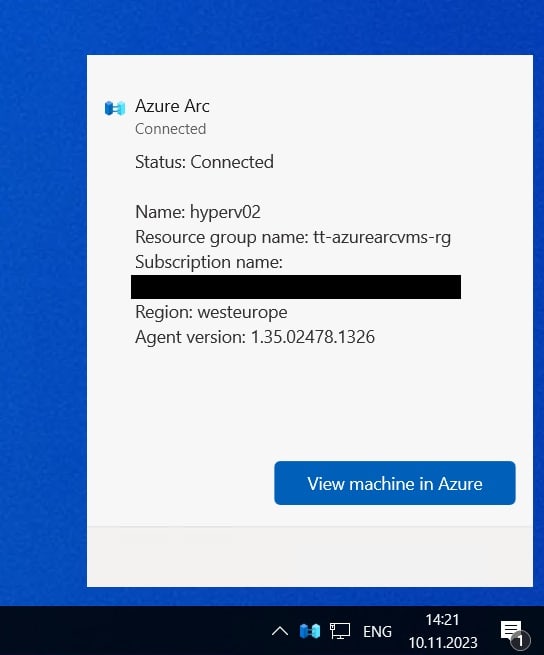 Azure Arc Connected Status Systray Windows Server